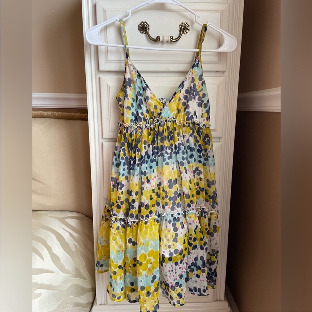 Yellow Multi-Color Spotted Tiered Sundress
